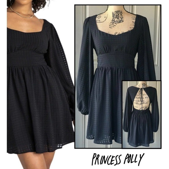Princess Polly Black BOWEN Mini Dress Size 4 - Picture 1 of 5